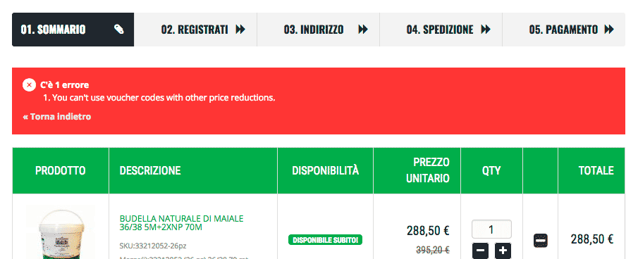 errore su buono sconto