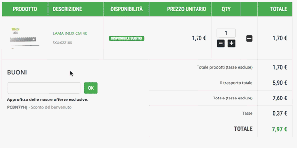 applicazione codice sconto