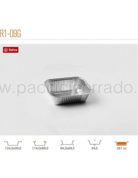 vaschetta alluminio mezza porzione 125 x 99 x 34h mm