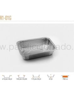 iCont - Vaschette alluminio 2 porz. 210x140x37,8h mm bordo G 100pz 2