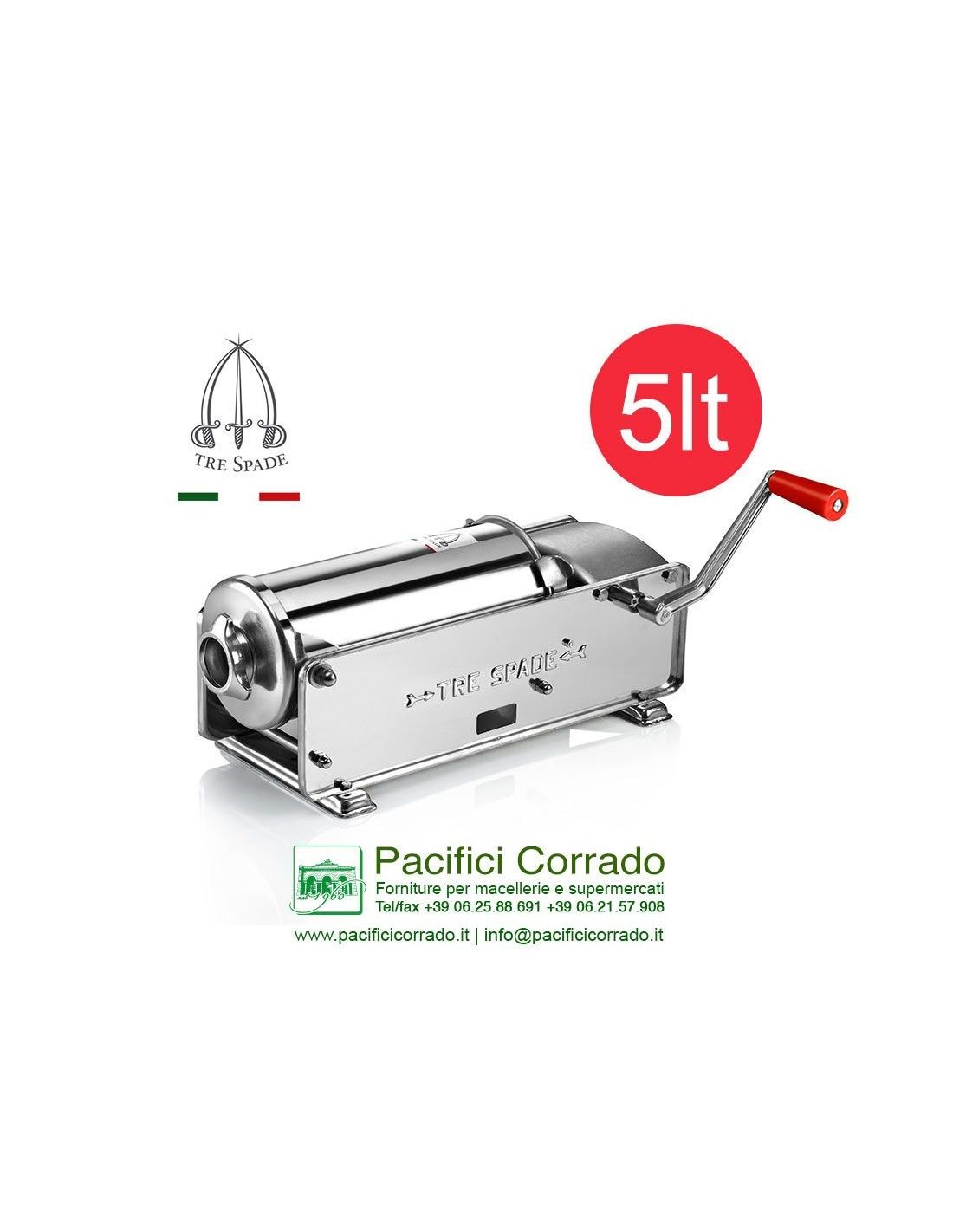 INSACCATRICE MANUALE PER SALUMI KG 7 TRE SPADE mod. F20700 - CILINDRO ACC  INOX