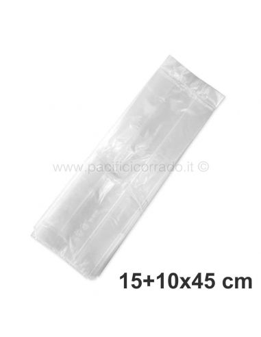 Buste trasparente a strappo in polietilene cm 15+10 x 45