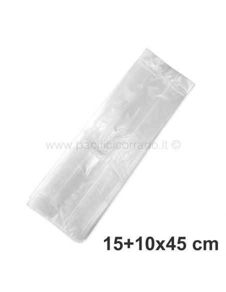 Buste trasparente a strappo in polietilene cm 15+10 x 45