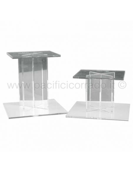 Alzata in plexiglass quadrata lato 15 cm h 5 cm trasparente Alzata in plexiglass quadrata lato 15 cm h 5 cm trasparente