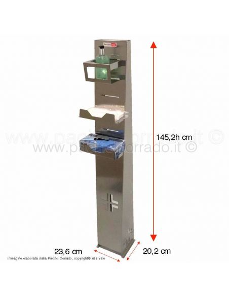 Totem igienizzante in acciaio inox AISI 304 per locali pubblici