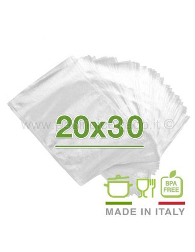 100 Sacchetti sottovuoto 20x30 cm goffrati per alimenti 105 micron