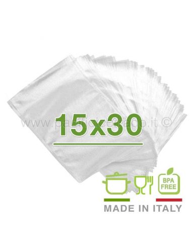 100 Sacchetti Sottovuoto Goffrati per Alimenti Buste 15x25 105 micron  goffrate