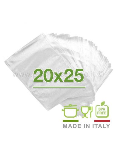 100 Sacchetti sottovuoto 20x25 cm goffrati per alimenti 105 micron