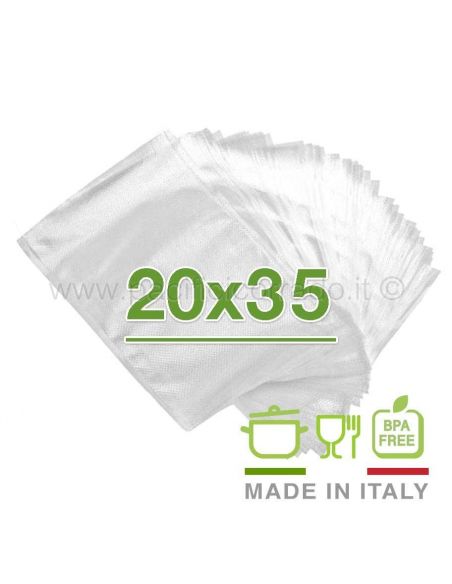 sacchetti per il sottovuoto 20x35 cm idonee al contatto alimentare confezioni da 100 pz