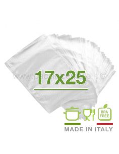 100 Buste sottovuoto 17x25 cm per alimenti goffrate 105 micron