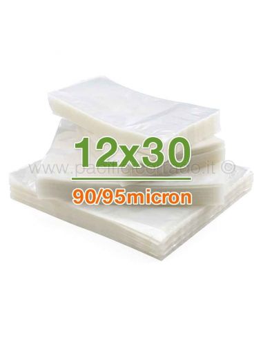 100 Sacchetti sottovuoto 12x30 cm lisce per alimenti 90/95 micron