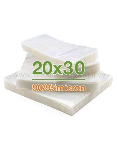 100 Buste sottovuoto 20x30cm per alimenti 90/95 micron liscia