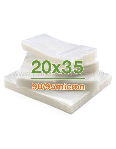 100 Buste sottovuoto 20x35cm per alimenti 90/95 micron liscia