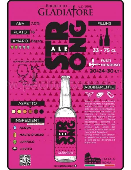 etichetta della bottiglia da 33 cl di birra gladiatore artigianale STRONG