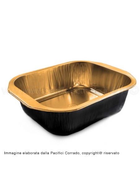 Contital linea Eclipse contenitore 1 porzione riciclabili al 100% in alluminio nero e oro 1 porzione