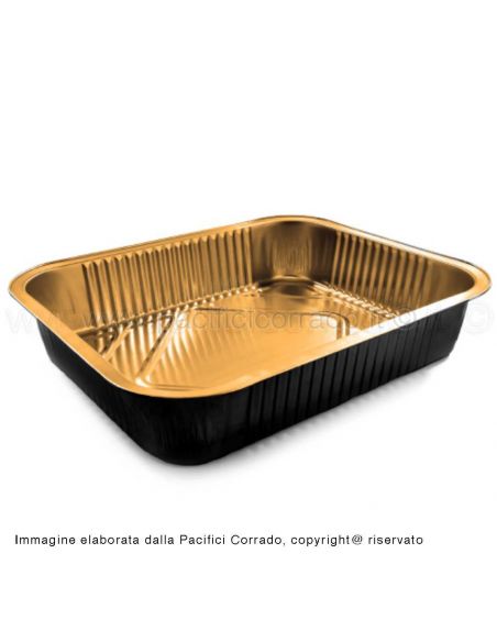 Contital linea Eclipse contenitori riciclabili al 100% in alluminio nero e oro 8 porzione