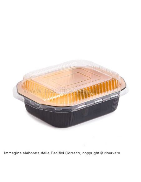 Contital linea Eclipse contenitore 1 porzione riciclabili al 100% in alluminio nero e oro 1 porzione