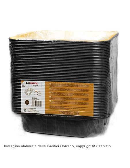 Contital linea Eclipse contenitori riciclabili al 100% in alluminio nero e oro 6 porzione Contital linea Eclipse contenitori riciclabili al 100% in alluminio nero e oro 6 porzione