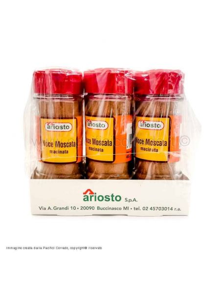 Ariosto noce moscata macinata in barattoli 45g confezione da 6pz vista laterale Ariosto noce moscata macinata in barattoli 45g confezione da 6pz vista laterale