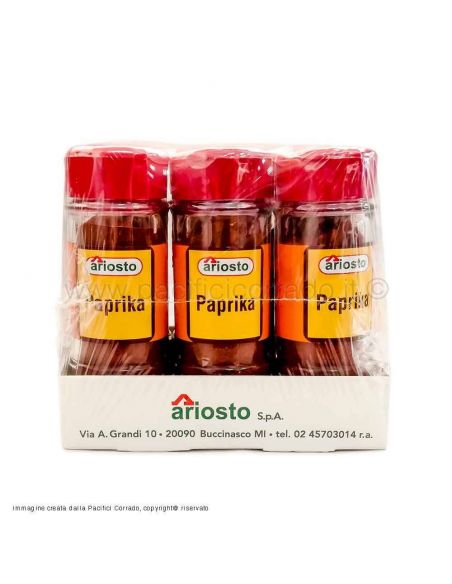 Ariosto paprika in barattoli 40g confezione da 6pz vista laterale Ariosto paprika in barattoli 40g confezione da 6pz vista laterale