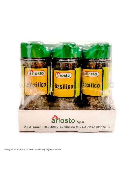 Ariosto basilico in barattoli 15g confezione da 6pz vista laterale Ariosto basilico in barattoli 15g confezione da 6pz vista laterale