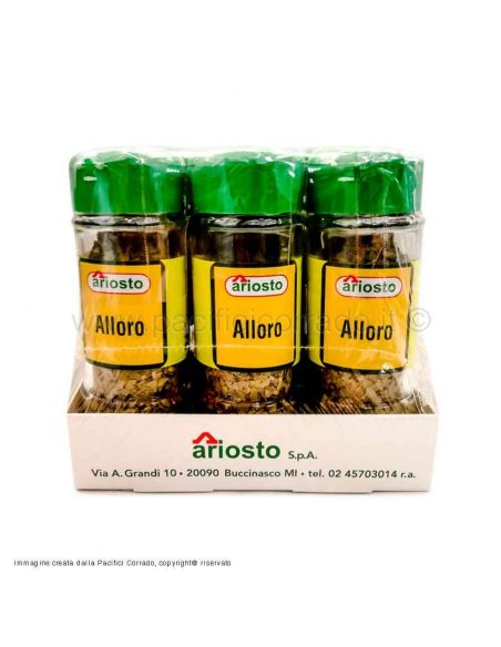 Ariosto alloro in barattoli 21g confezione da 6pz vista laterale