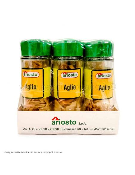 Ariosto aglio a fette in barattoli 28g confezione da 6pz vista laterale Ariosto aglio a fette in barattoli 28g confezione da 6pz vista laterale