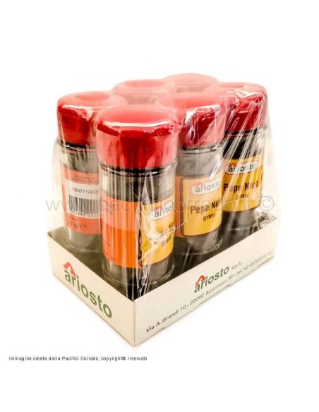 Ariosto pepe nero grani in barattoli 50g confezione da 6pz