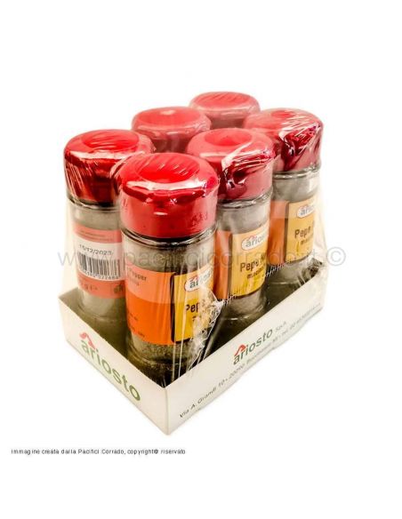 Ariosto pepe nero macinato in barattoli 50g confezione da 6pz