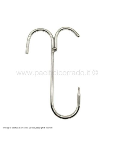 Gancio inox doppia presa per prosciutto 180x06 Gancio inox doppia presa per prosciutto 180x06