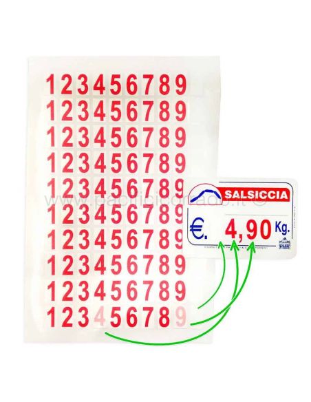 Numeri adesivi per cartellini segnaprezzi