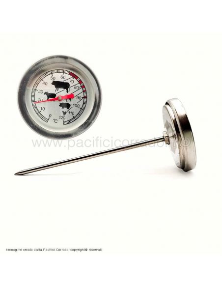 002 pezzi com-four® Termometro da arrosto 2x in acciaio inossidabile Termometro grill Ago per carne 10 cm Termometro analogico per carne fino a 120 ° C 