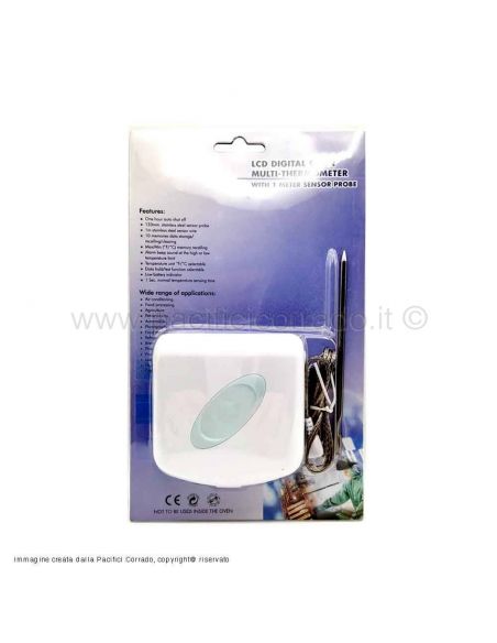 Termometro con sonda e cavo in acciaio inox ideale per le misurazioni nel forno