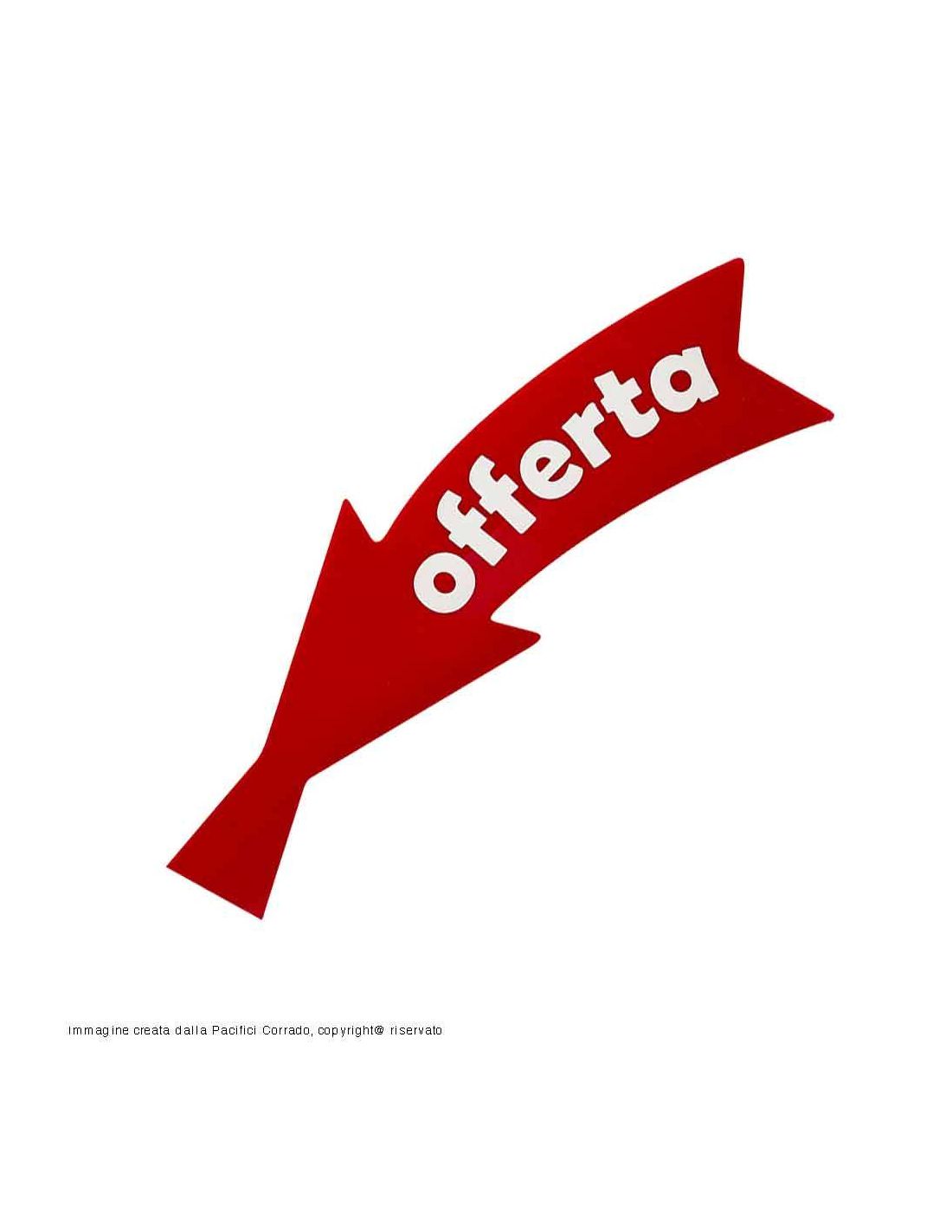 Freccia rossa con scritta "Offerta" in plexiglas
