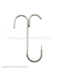Gancio inox doppia presa per prosciutto 180x06