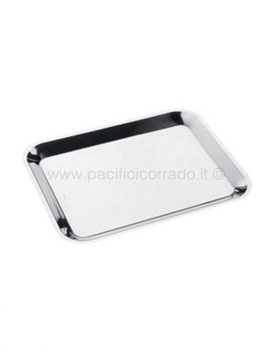 Vassoio rettangolare acciaio inox 18/8 alto 2 cm