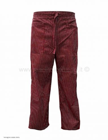 Pantalone chef gessato colore bordeaux