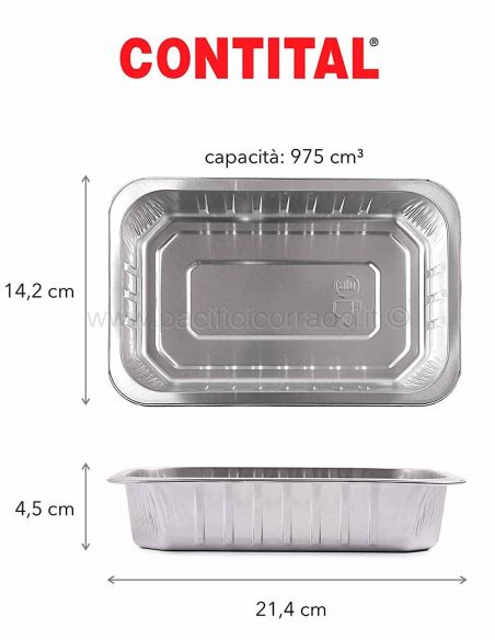 Contital - Contenitori 2 porzioni termo-saldabili in alluminio pesante