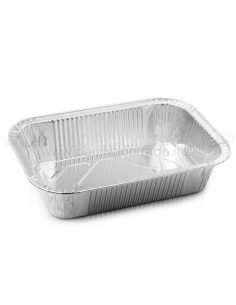 iCont - Vaschette alluminio 2 porz. alto 204x139x44h mm bordo G 100pz