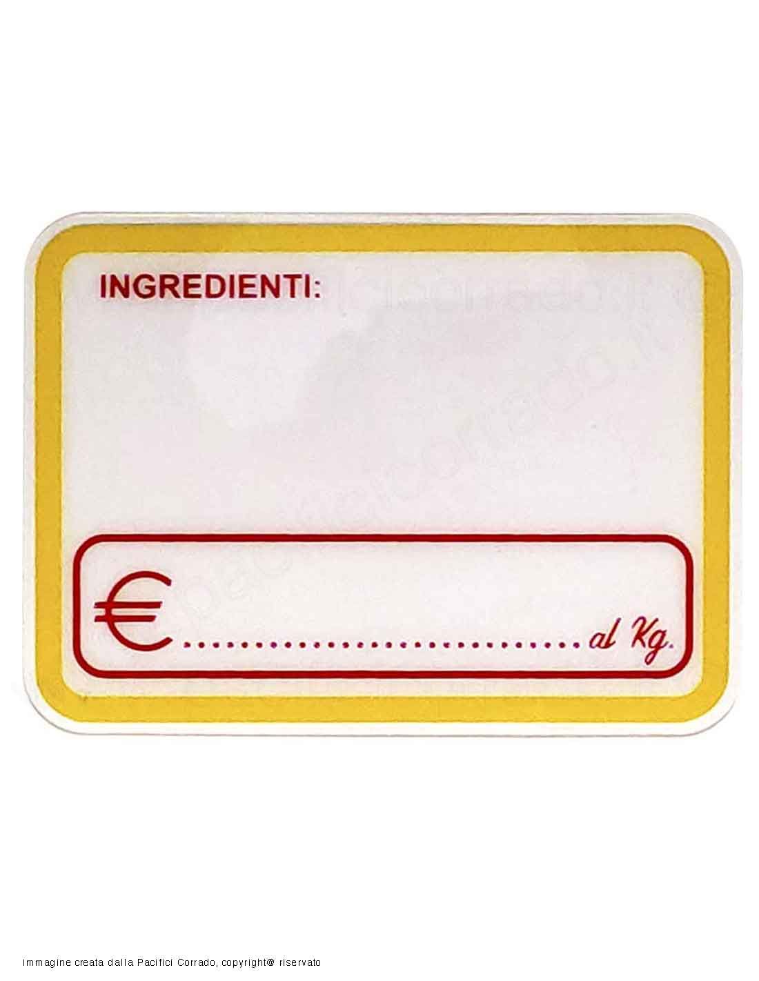 Pasolini - 30 Segnaprezzi universale "Ingredienti" con spilli e pennarello