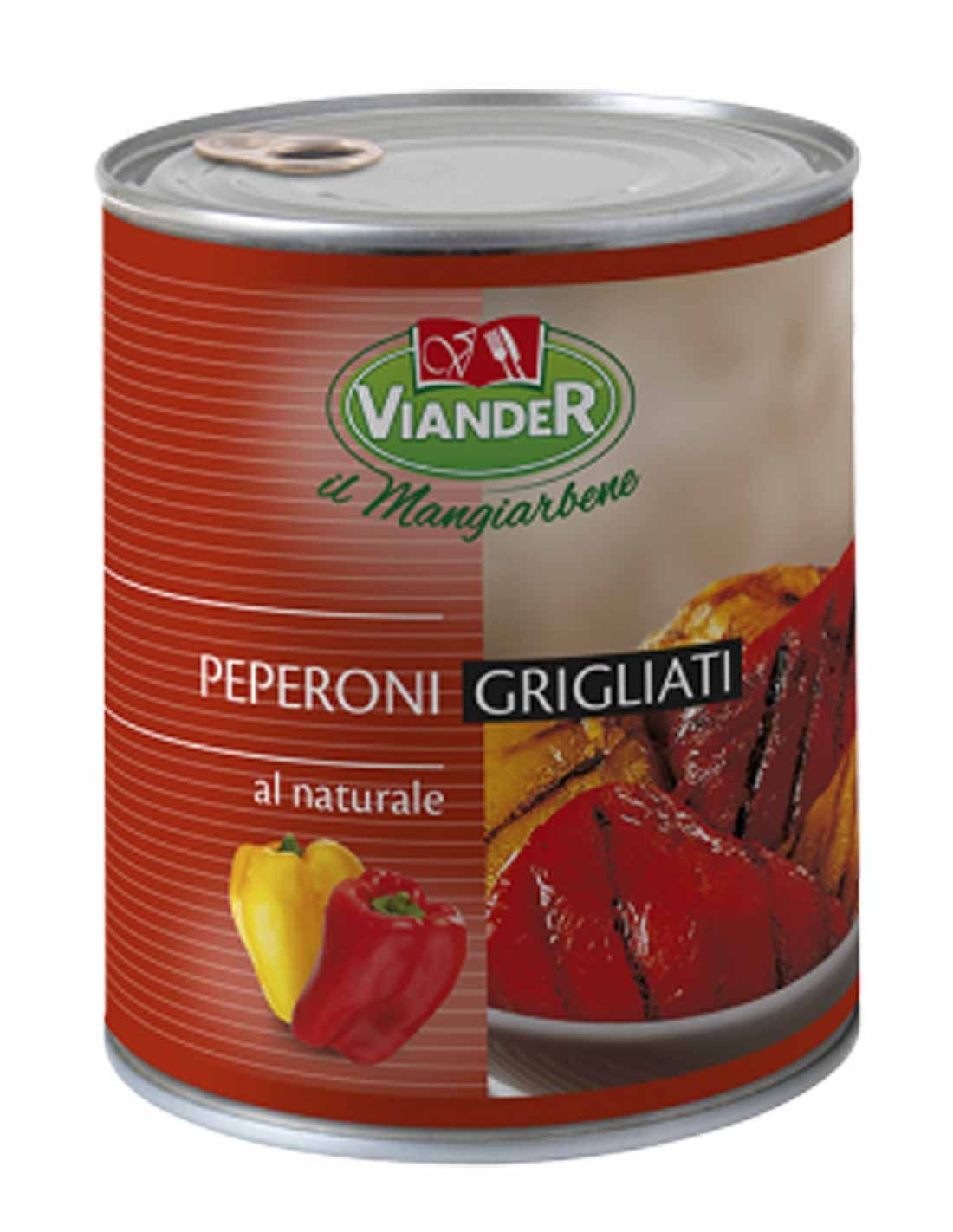 Viander - Peperoni grigliati Al naturale - Rossi e gialli conf. da 750 g