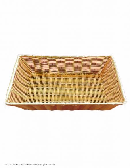 Pasolini - Cesto rettangolare tipo vimini 450x300x100h mm vista frontale