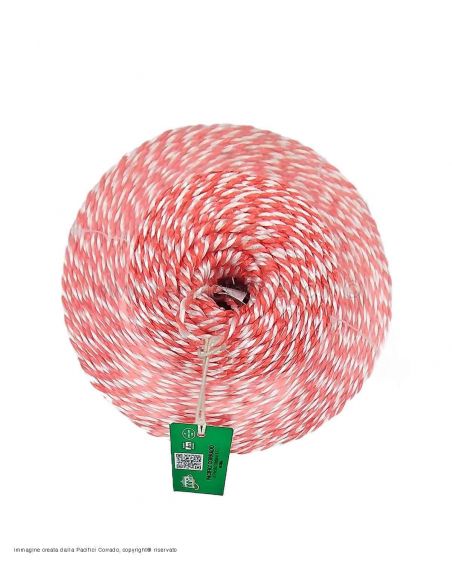 Corda PP filo Polipropilene per rilegare TIT 800 peso circa 4,5 - 5 kg colore bianco rosso vista dall'alto