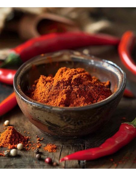immagine che mostra una ciotola contenente della paprika dolce in polvere dal tipico colore rosso arancio immagine che mostra una ciotola contenente della paprika dolce in polvere dal tipico colore rosso arancio