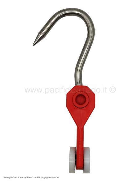 Carrucola Inox con snodo misure 28 x 13 mm rossa vista laterale