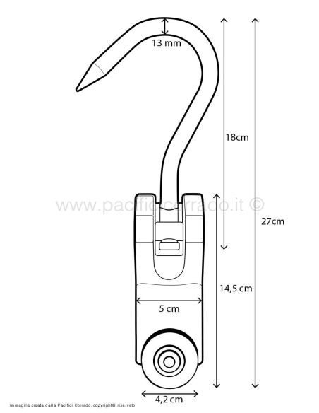 Carrucola Inox con snodo misure 27 x 13 mm rossa misure