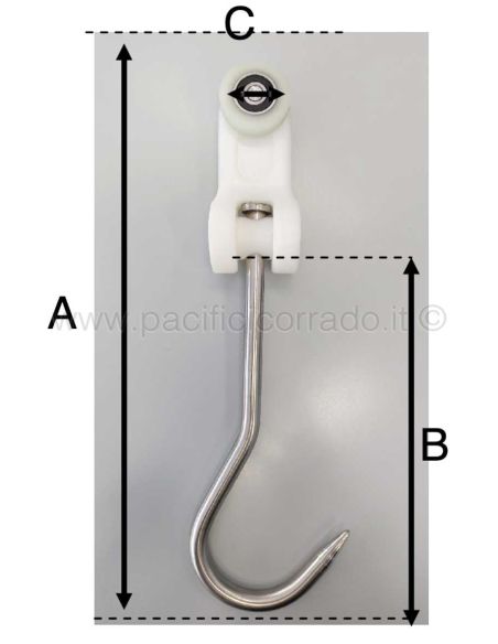 Pacifici Corrado© - Carrucola Inox con snodo per guidovie trasporto carni Pacifici Corrado© - Carrucola Inox con snodo per guidovie trasporto carni