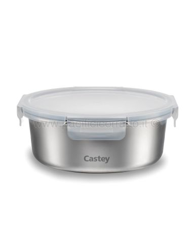 Castey Contenitore rotondo in acciaio inox per microonde