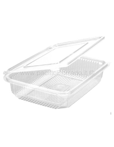 Contenitore gastronomia PET S30T 870 cc Cristalpack 50 pezzi con coperchio unito aperto