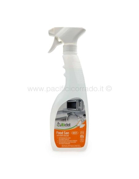 Itidet - Detergente antibatterico idroalcolico - Food San 750 ml rapida pulizia e sanificazione delle superfici